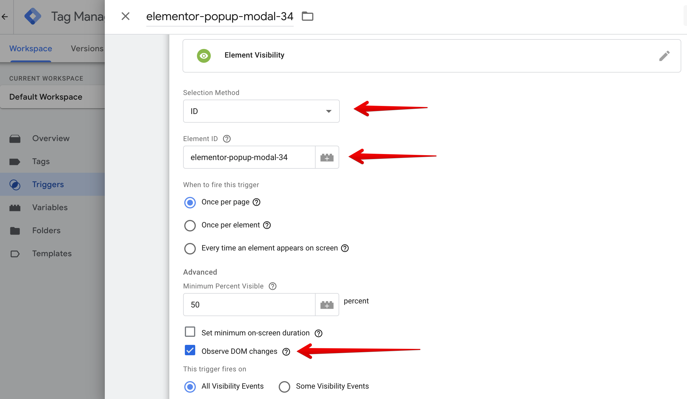 Elements Visibility Trigger