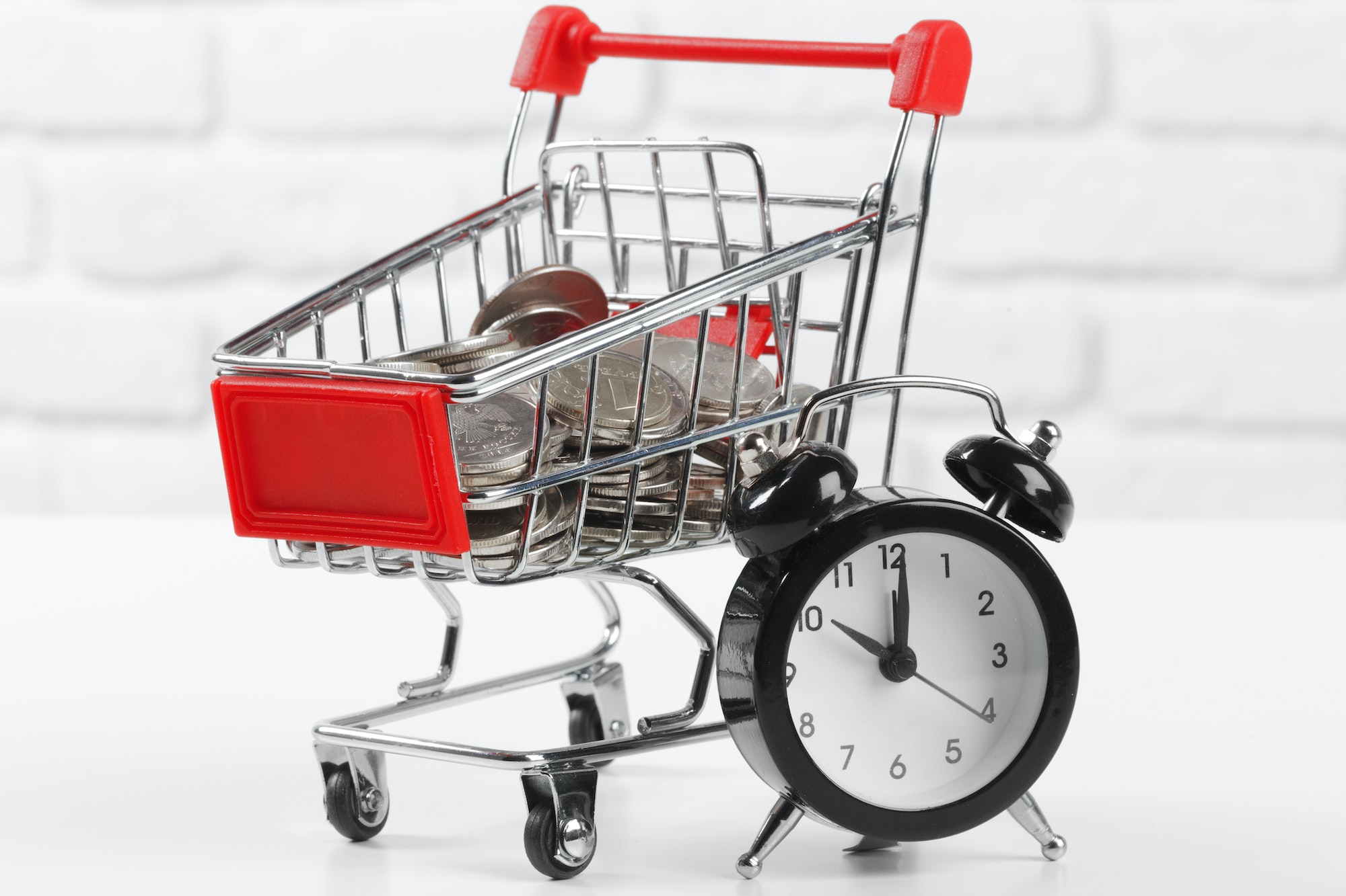 Time, e-commerce, saving and shopping concept
